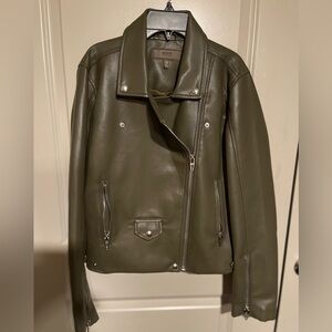 BlankNYC Olive Green Faux Leather Moto Jacket